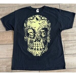 VTG Halloween Goth Skulls Reaper Glow in the Dark Spooky EUC T-shirt XL Y2K